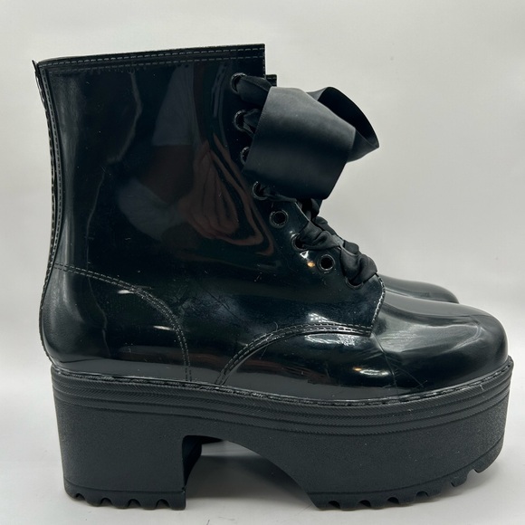 Jeffrey Campbell Fog Patent Lace Up Platform combat boot, goth dolls kill size 7 - Picture 2 of 7